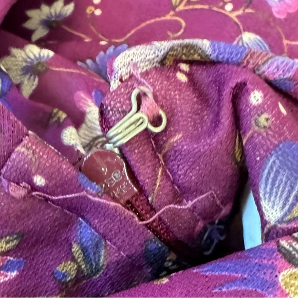 Jennifer Gee VTG 80s 90s Cottagecore Floral Plum Prairie Dress Bow - Picture 8 of 8